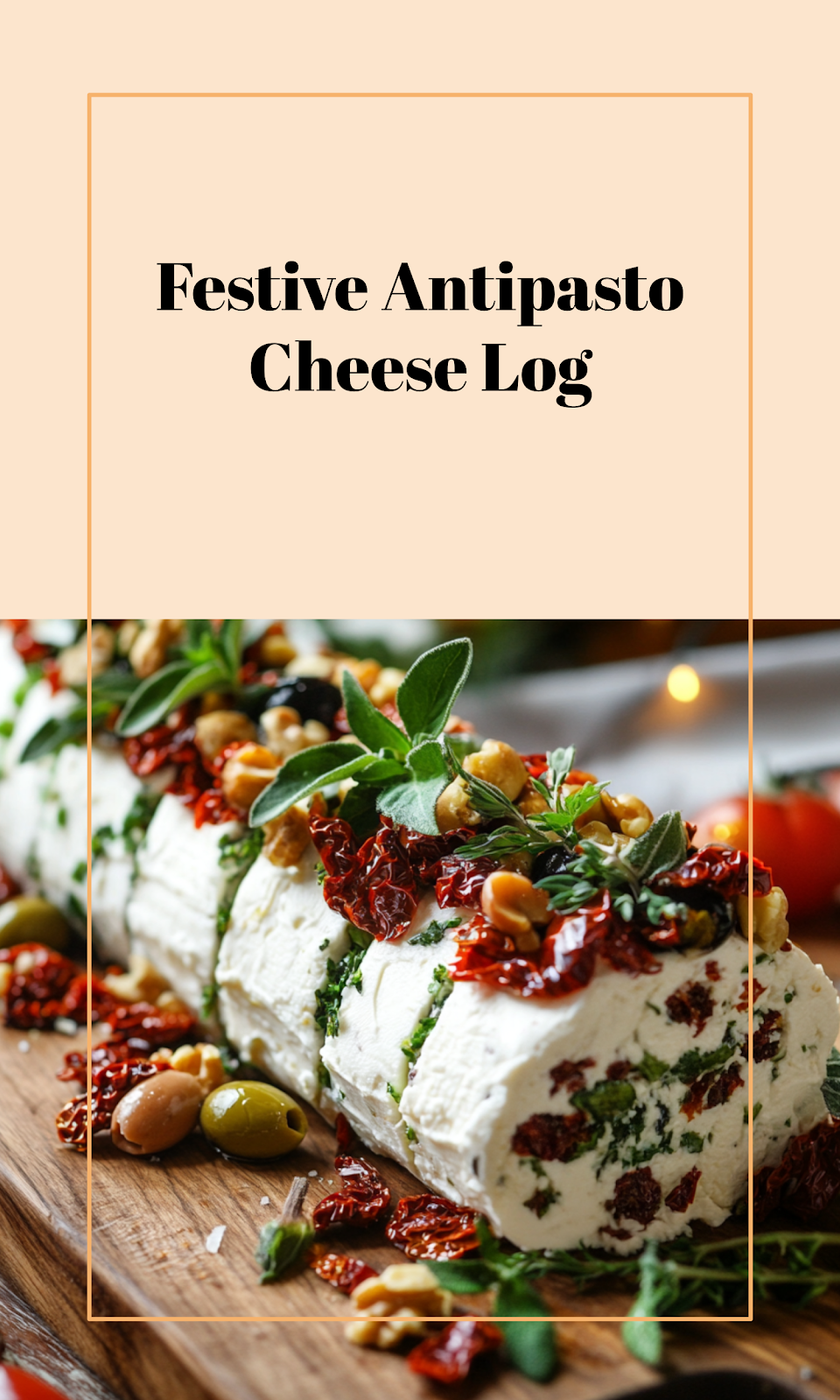 Festive Holiday Antipasto Cheese Log