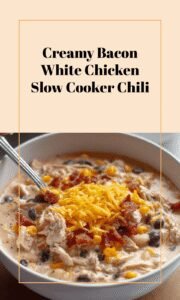 Slow Cooker Creamy Bacon White Chicken Chili